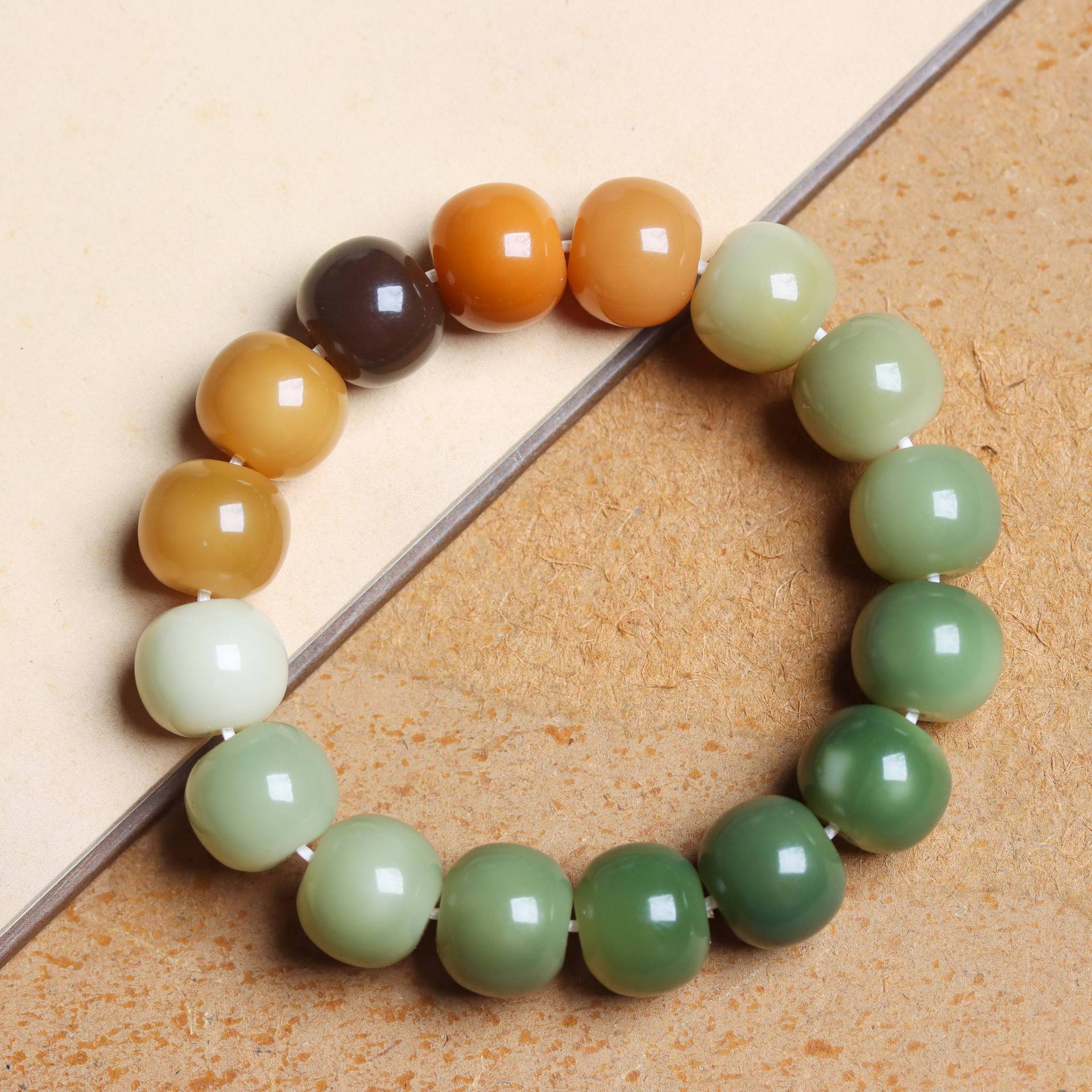 Prayer Beads - Natural Bodhi Root White Jade